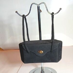 👜 Vintage 1940s Black Box Purse Brass Closure Mirror Whimsigoth Lolita